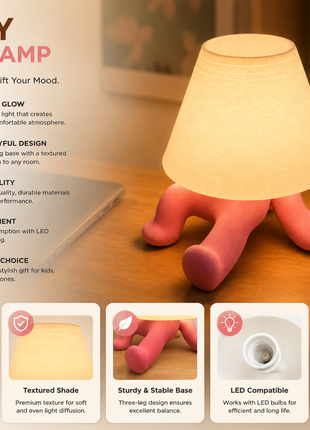Sunny Lamp | Cute Pink Character Table Lamp with Warm Ambient Light | Decorative Bedside Night Lamp for Bedroom, Kids Room, Study Table, Living Room & Gifting