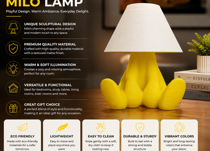Milo Sitting Figure 3D Printed Table Lamp | Premium PLA Bedside Night Lamp | Modern Designer Ambient Light | Giftonique