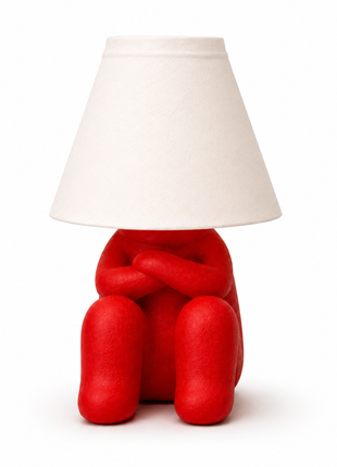Angry Mood Lamp | Cute Red Character Table Lamp with White Shade | Decorative Bedside Night Lamp for Bedroom, Kids Room, Study Table, Living Room & Gifting | Warm Ambient Light