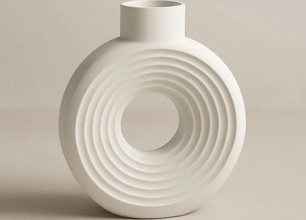 Concentric Halo Decorative Vase | Modern 3D Printed Geometric Flower Vase | Giftonique