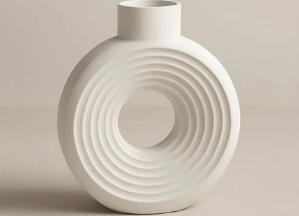 Concentric Halo Decorative Vase | Modern 3D Printed Geometric Flower Vase | Giftonique