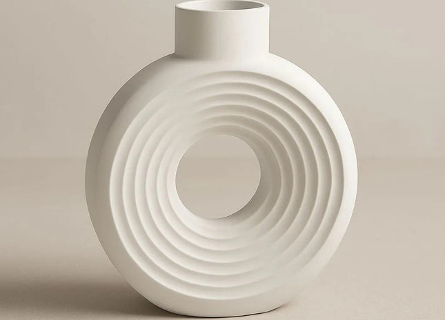 Concentric Halo Decorative Vase | Modern 3D Printed Geometric Flower Vase | Giftonique