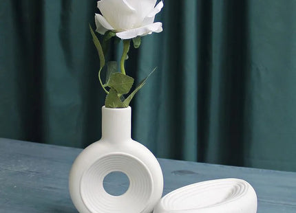Concentric Halo Decorative Vase | Modern 3D Printed Geometric Flower Vase | Giftonique