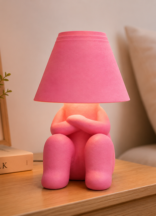 Angry Mood Lamp | Cute Red Character Table Lamp with White Shade | Decorative Bedside Night Lamp for Bedroom, Kids Room, Study Table, Living Room & Gifting | Warm Ambient Light