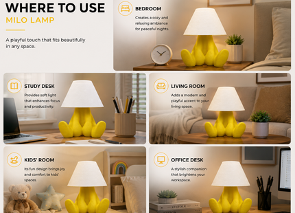 Milo Sitting Figure 3D Printed Table Lamp | Premium PLA Bedside Night Lamp | Modern Designer Ambient Light | Giftonique