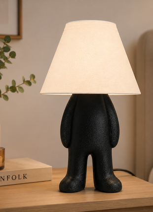 The Stander Lamp | Modern Character Table Lamp with White Fabric Shade & Blue Standing Base | Cute Decorative Bedside Lamp for Bedroom, Living Room, Study Table, Kids Room & Gifting | Warm Ambient Light