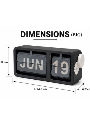 Black Flip Desk Calendar | Manual Perpetual Calendar with Month & Date Display | Decorative Table Calendar for Office Desk, Study Table, Bedside Table, Home Décor & Gifting