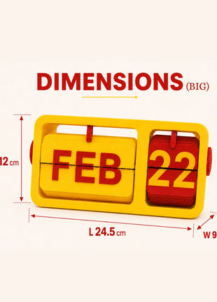 Yellow Red Flip Desk Calendar | Manual Perpetual Calendar with Month & Date Display | Decorative Table Calendar for Office Desk, Study Table, Bedside Table, Home Décor & Gifting
