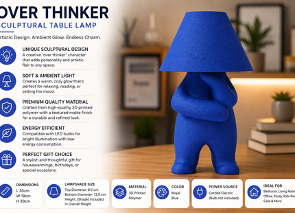 The Over Thinker 3D Printed Table Lamp | Premium PLA Designer Ambient Lamp | Modern Artistic Bedside Light | Giftonique