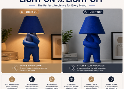 The Over Thinker 3D Printed Table Lamp | Premium PLA Designer Ambient Lamp | Modern Artistic Bedside Light | Giftonique