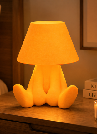 The Milo Lamp | Cute Yellow Character Table Lamp with White Shade | Decorative Bedside Night Lamp for Bedroom, Kids Room, Study Table, Living Room & Gifting | Warm Ambient Light