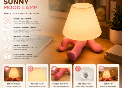 Cute Sunny 3D Printed Table Lamp | Premium PLA Bedside Night Lamp | Modern Ambient Light | Giftonique