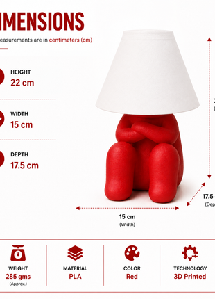 Angry Mood Lamp | Cute Red Character Table Lamp with White Shade | Decorative Bedside Night Lamp for Bedroom, Kids Room, Study Table, Living Room & Gifting | Warm Ambient Light