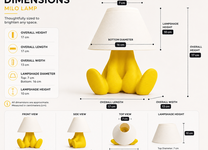 Milo Sitting Figure 3D Printed Table Lamp | Premium PLA Bedside Night Lamp | Modern Designer Ambient Light | Giftonique