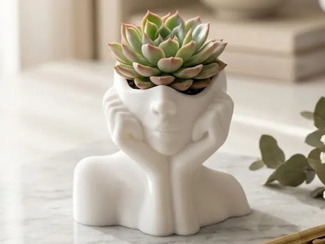 Modern Face Planter | 3D Printed Decorative Succulent Pot | Giftonique