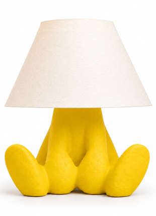 The Milo Lamp | Cute Yellow Character Table Lamp with White Shade | Decorative Bedside Night Lamp for Bedroom, Kids Room, Study Table, Living Room & Gifting | Warm Ambient Light