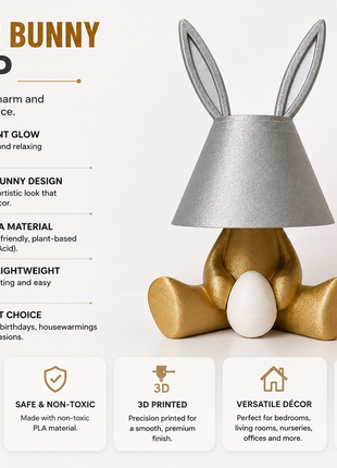 Easter Bunny Mood Lamp | Cute Bunny Character Table Lamp with Warm Ambient Light | Decorative Bedside Night Lamp for Bedroom, Kids Room, Nursery, Living Room & Gifting