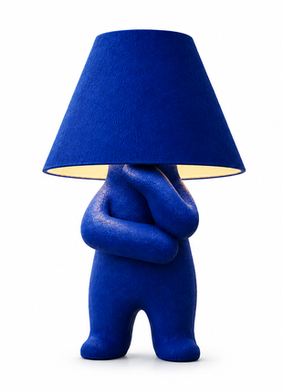 The Overthinker Table Lamp | Modern Blue Character Lamp with Fabric Shade | Cute Decorative Bedside Lamp for Bedroom, Living Room, Study Desk, Kids Room & Gifting | Warm Ambient Night Light