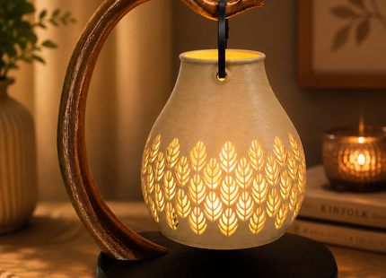 Timber Lantern Tealight Holder with Leaf Cut-Out Design | Tealight Holders | Candle Holders | Giftonique