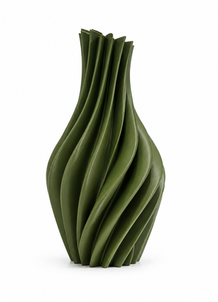 Cyclone Vase | Modern Green Decorative Vase with Spiral Sculptural Design | Elegant Flower Vase for Living Room, Bedroom, Dining Table, Office Desk, Console Table & Home Décor
