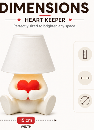 The Heart Keeper Table Lamp | Cute Heart Holding Character Lamp with White Shade | Decorative Bedside Lamp for Bedroom, Living Room, Kids Room, Study Table & Gifting | Warm Ambient Light