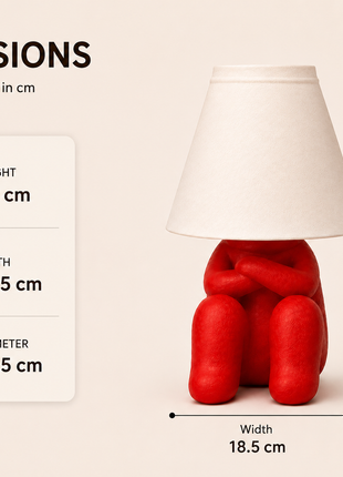Angry Mood Lamp | Cute Red Character Table Lamp with White Shade | Decorative Bedside Night Lamp for Bedroom, Kids Room, Study Table, Living Room & Gifting | Warm Ambient Light