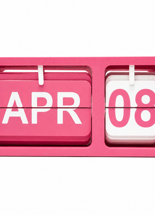 White Pink Flip Desk Calendar | Manual Perpetual Calendar with Month & Date Display | Decorative Table Calendar for Office Desk, Study Table, Bedside Table, Home Décor & Gifting