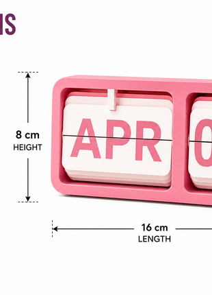White Pink Flip Desk Calendar | Manual Perpetual Calendar with Month & Date Display | Decorative Table Calendar for Office Desk, Study Table, Bedside Table, Home Décor & Gifting