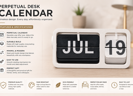 White Black Flip Desk Calendar | Desk Calendars | Calendars | Giftonique