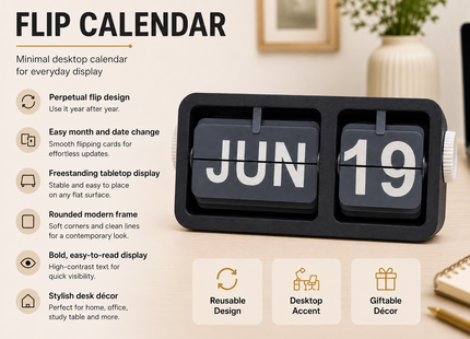 Black Flip Desk Calendar | Desk Calendars | Calendars | Giftonique