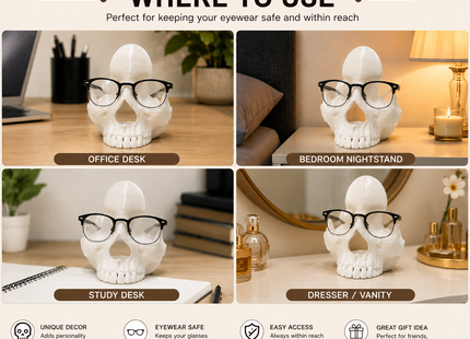 Skull Shape Specs Holder for Eyeglasses and Sunglasses | Eyeglass Holders | Desk Accessories | Giftonique