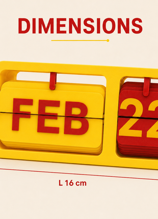 Yellow Red Flip Desk Calendar | Manual Perpetual Calendar with Month & Date Display | Decorative Table Calendar for Office Desk, Study Table, Bedside Table, Home Décor & Gifting