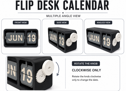 Black Flip Desk Calendar | Desk Calendars | Calendars | Giftonique