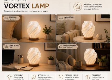 Vortex Lamp – Modern Spiral Ambient Table Lamp for Home Décor | Designer Lamps | Lamps | Giftonique
