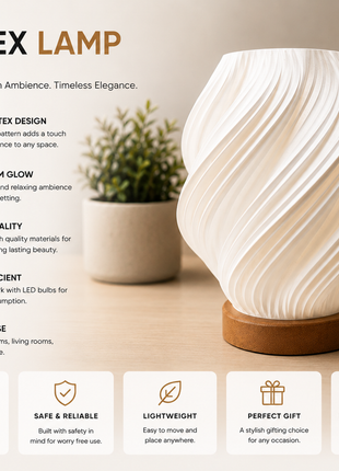 Vortex Lamp – Modern Spiral Ambient Table Lamp for Home Décor | Giftonique