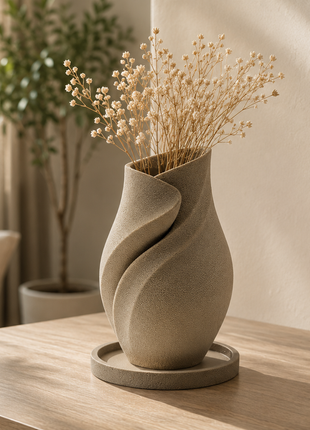 Desert Tulip Decorative Vase with Tray for Modern Home Decor | Giftonique
