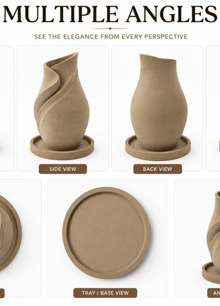 Desert Tulip Decorative Vase with Tray for Modern Home Decor | Giftonique