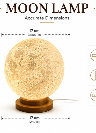 Moon Lamp with Realistic Lunar Surface and Warm Glow | Giftonique