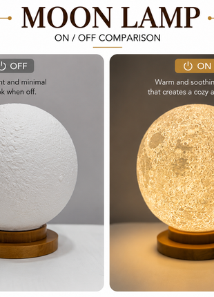 Moon Lamp with Realistic Lunar Surface and Warm Glow | Giftonique