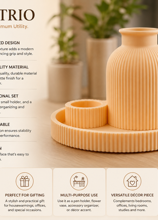Oasis Trio Vase | Candle Holder and Tray Decor Set | Giftonique