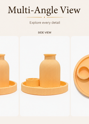Oasis Trio Vase | Candle Holder and Tray Decor Set | Giftonique