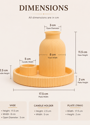 Oasis Trio Vase | Candle Holder and Tray Decor Set | Giftonique