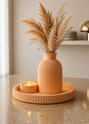 Oasis Trio Vase | Candle Holder and Tray Decor Set | Giftonique