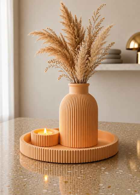 Oasis Trio Vase | Candle Holder and Tray Decor Set | Giftonique
