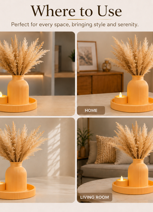 Oasis Trio Vase | Candle Holder and Tray Decor Set | Giftonique