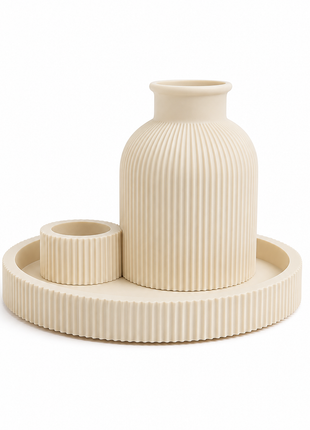 Oasis Trio Vase | Candle Holder and Tray Decor Set | Giftonique
