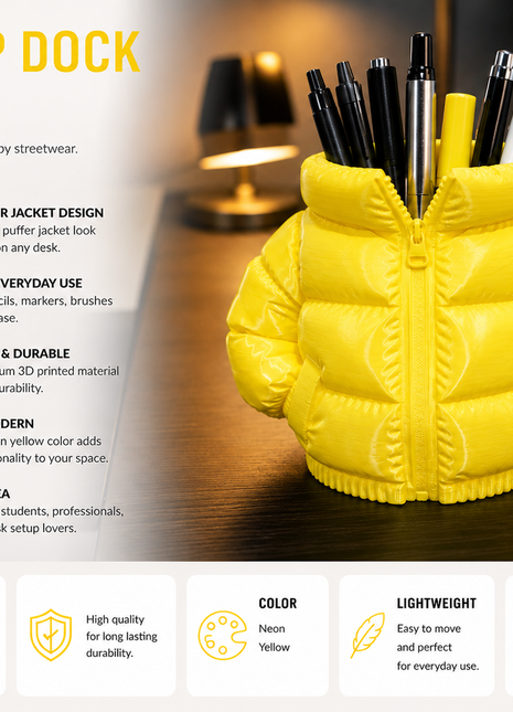 The Zip Dock Jacket-Inspired Pen Holder & Desk Organiser | Giftonique