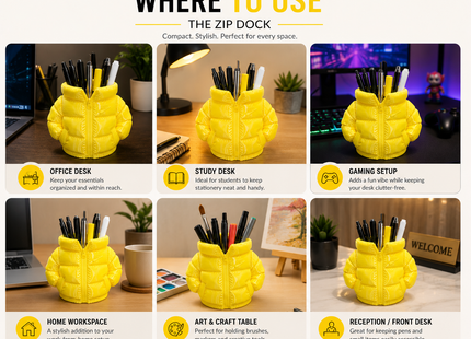 The Zip Dock Jacket-Inspired Pen Holder & Desk Organiser | Pen Holders | Desk Accessories | Giftonique
