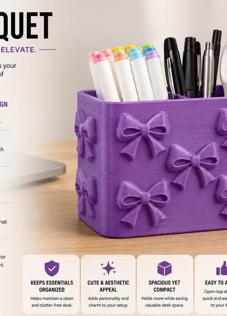 Bow Bouquet Pen Holder with 2 Compartments | Giftonique