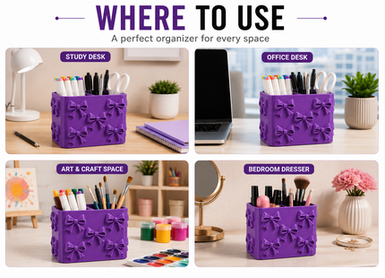 Bow Bouquet Pen Holder with 2 Compartments | Pen Holders | Desk Accessories | Giftonique